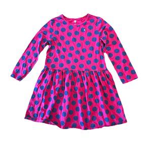 Tea Collection Size 14 Skirted Stable Dress Painted Dots Magenta Blue Twirl